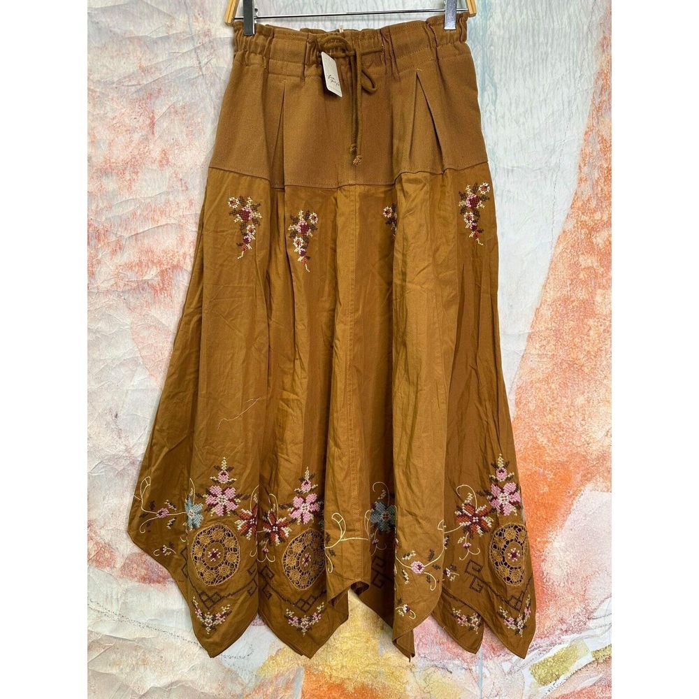 Free People Tan Embroidered Maxi Skirt - Picture 4 of 6